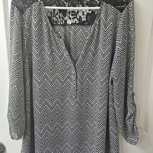 Black and White Chevron Lace Top